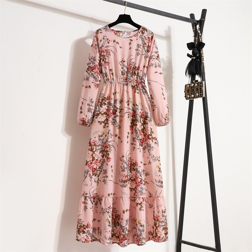 Aura Bohème | Maxi-Dress Fluide à Imprimé Floral & Manches Légères