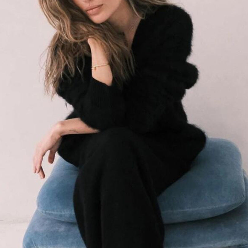 Élina | Cardigan V-Long pour une Élégance Décontractée Automne-Hiver LunaryaParis