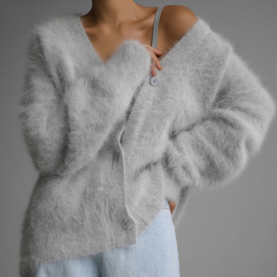 Élina | Cardigan V-Long pour une Élégance Décontractée Automne-Hiver LunaryaParis