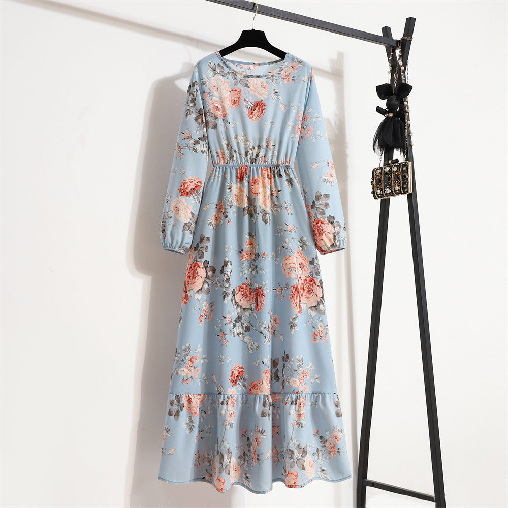 Aura Bohème | Maxi-Dress Fluide à Imprimé Floral & Manches Légères