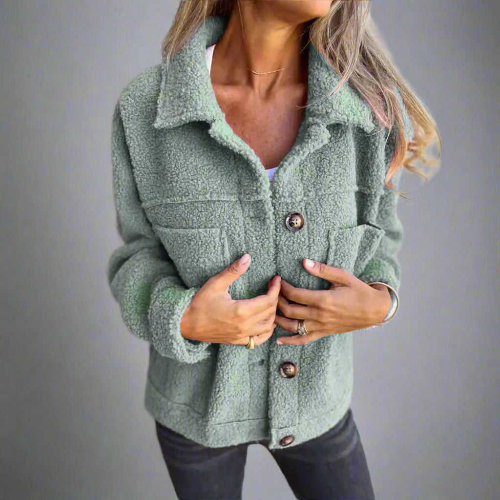 Adèle | Veste en Tissu Sherpa à Col à Revers pour Élégance et Chaleur LunaryaParis