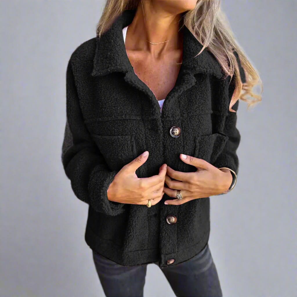 Adèle | Veste en Tissu Sherpa à Col à Revers pour Élégance et Chaleur LunaryaParis