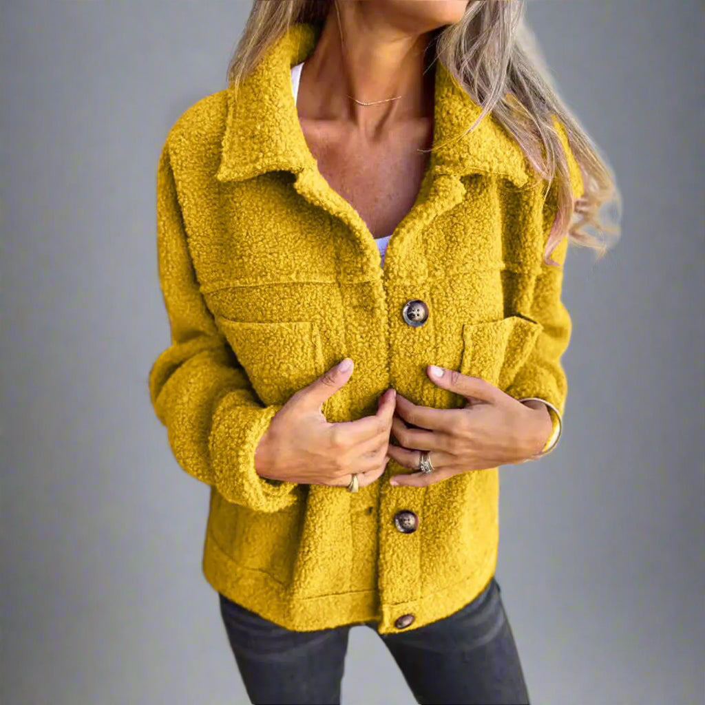 Adèle | Veste en Tissu Sherpa à Col à Revers pour Élégance et Chaleur LunaryaParis