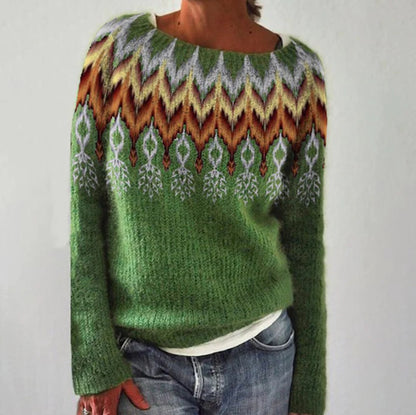 Pull Mme Noël™ pour femme avec design à contraste de couleurs élégant.
