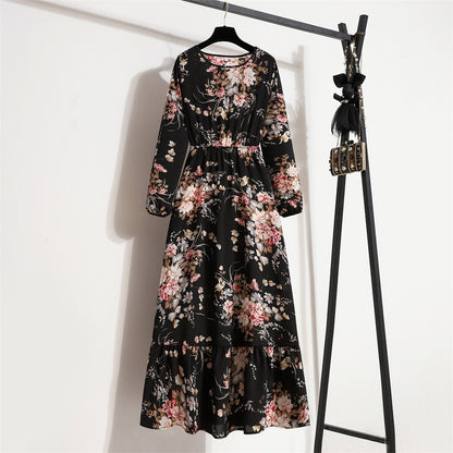Aura Bohème | Maxi-Dress Fluide à Imprimé Floral & Manches Légères